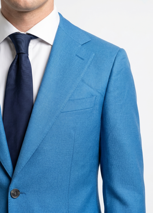 Mazara Mens Steel Blue Classic Fit Notch Lapels Patch Pockets Wool Stretch 2-Button Suit