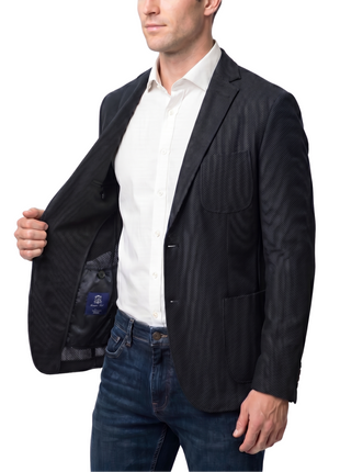 Bergamo Black Technical Weave Slim Fit 4-Way Stretch Air Blazer