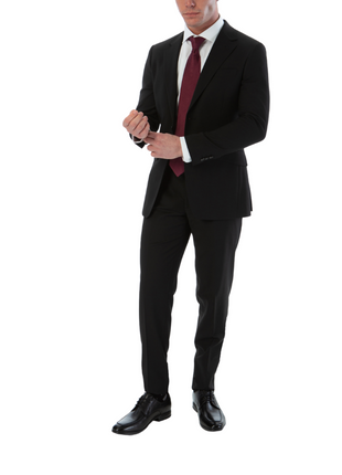 Sartoria Mazara Mens Slim Fit Black 100% Wool 2 Piece Suit