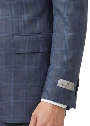 Canali 1934 Mens Gray Windowpane Notch Lapel 2 Button Wool Suit - 46L