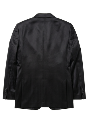 Canali Mens Black Sharkskin Pinstripe Notch Lapel Slim Fit 2 Button Wool Silk Suit - 48R