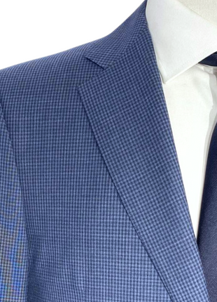 Canali Blue Check Notch Lapel 100% Wool 2 Button Suit 40R