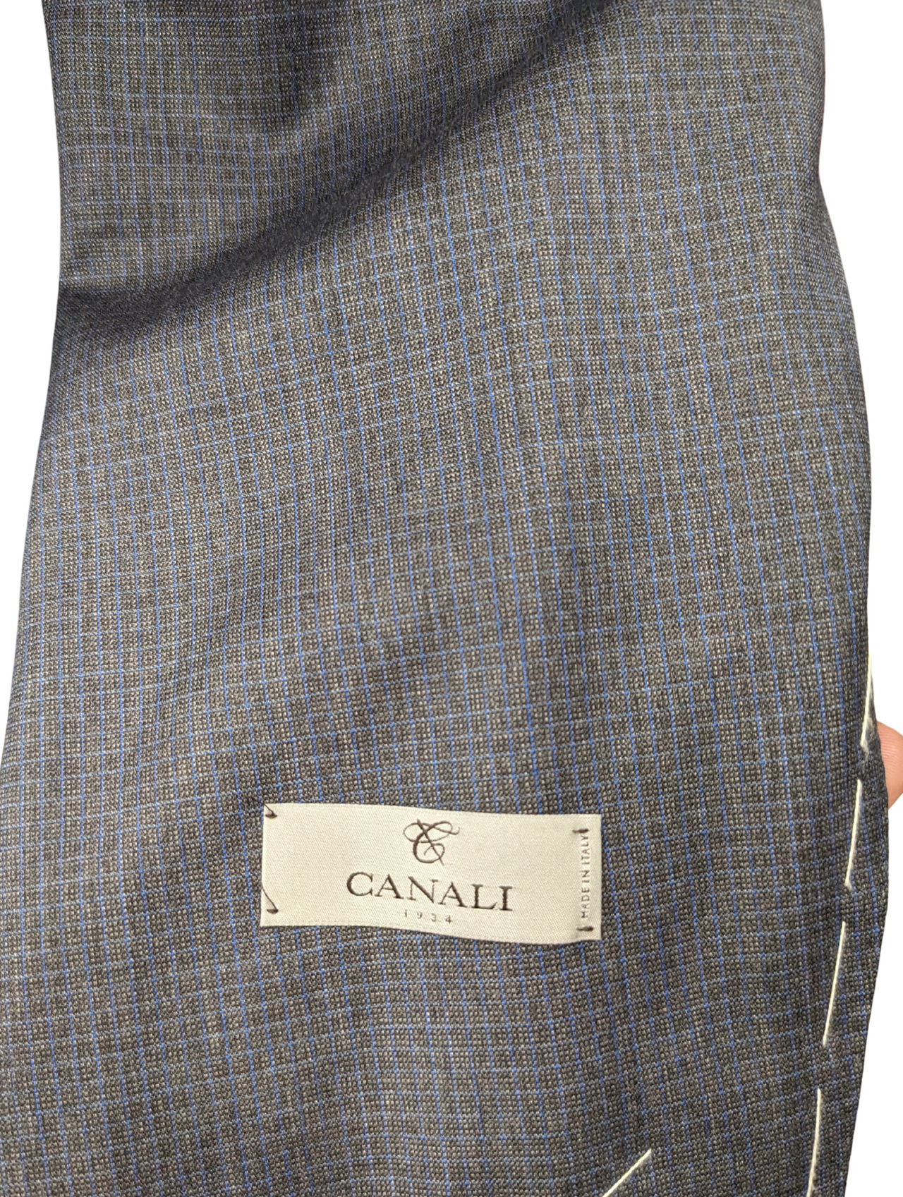 Canali 1934 Traje gris a cuadros 44L Drop 7 100% lana con 2 botones y 2 piezas para hombre