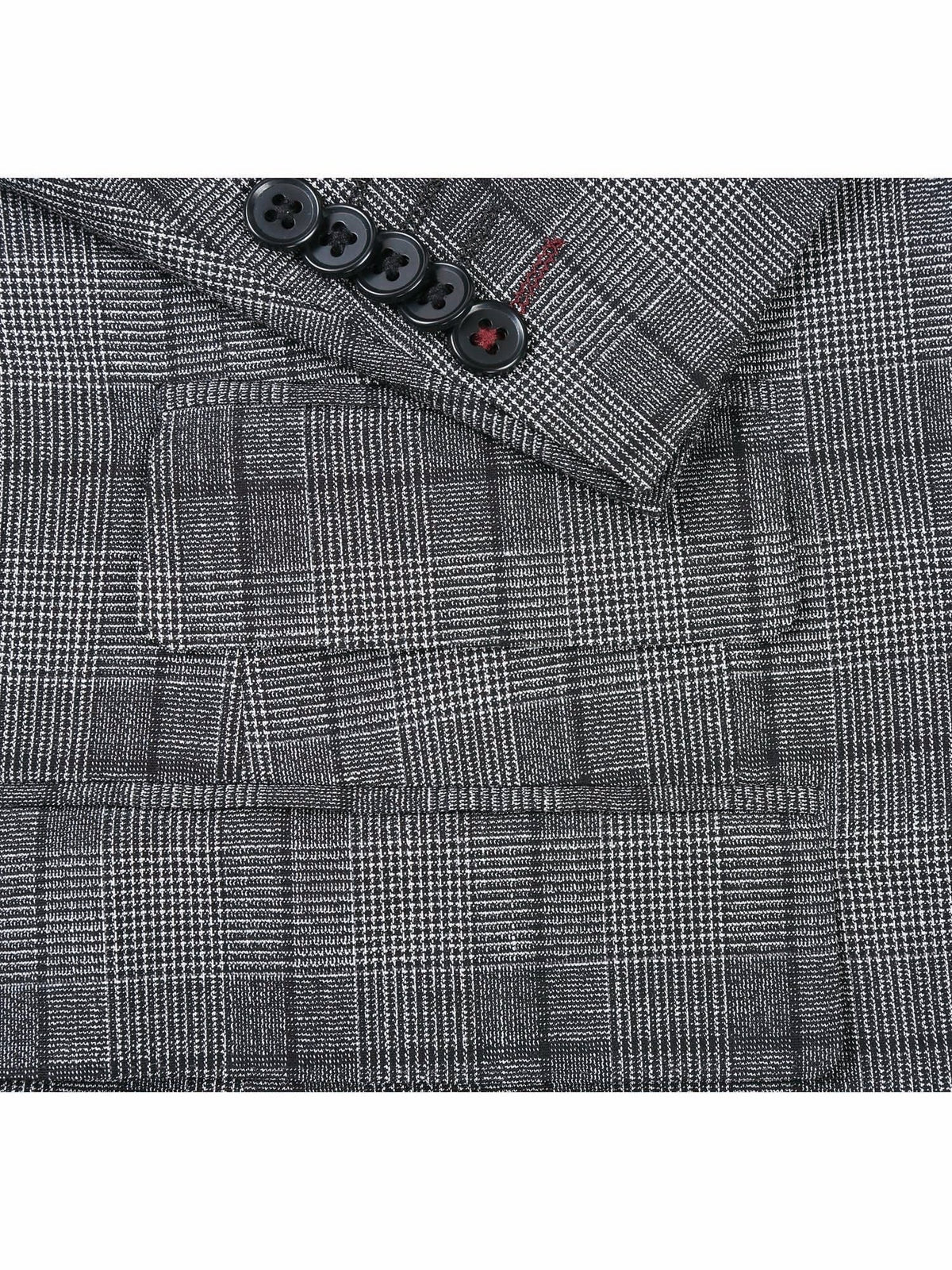 English Laundry Slim Fit Double-Breasted Check Peak Lapel Suit