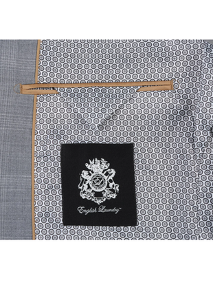 English Laundry Light Gray Plaid Slim Fit Notch Lapel Wool Blend Stretch 2 Button Suit