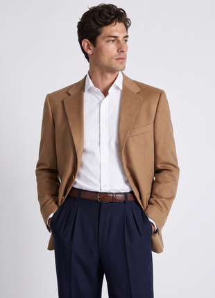 Canali Camel Solid Wool Cashmere Classic Fit Notch Lapel 2-Button Sport Coat 48R