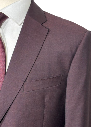 Emporio Armani Burgundy Textured Modern Fit Notch Lapel Two Button Wool Blazer Sportcoat 42R