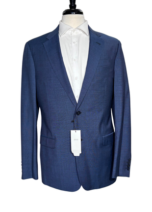 Armani Collezioni G-Line Blue Textured Classic Fit Notch Lapel Two-Button Wool Suit 42L