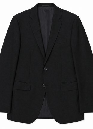 Hugo Boss Mens Solid Black Notch Lapels Classic Fit 2-Button Wool Suit - 40L