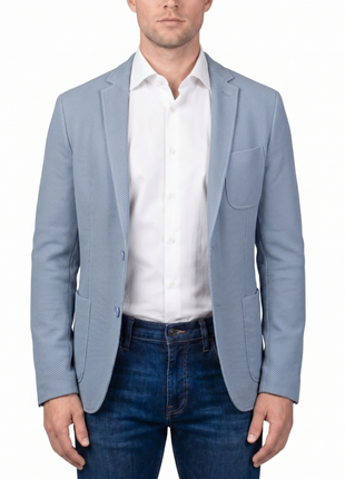 Bergamo Light Blue Technical Weave Slim Fit 4-Way Stretch Air Blazer