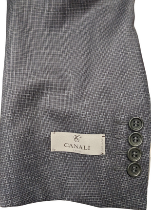 Canali 1934 Mens Gray Check 44R Drop 8 100% Wool 2 Button 2 Piece Suit