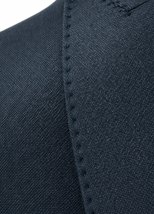 Centrion Mens Dark Blue Textured Classic Fit Peak Lapels 2 Button Stretch Wool Blend Suit