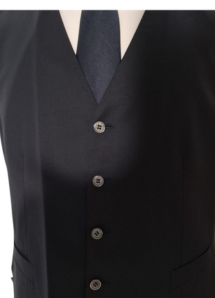 Canali Solid Black 3-piece 1-button 100% Wool Suit 42R