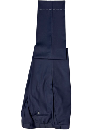 Corneliani Mens Solid Navy Blue Fully-Canvassed Notch Lapel Slim Fit 3-Piece Wool Suit - 44R