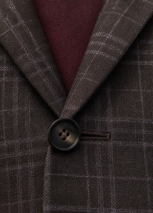 Pal Zileri Espresso Brown  & White Windowpane Classic Fit Wool Silk Blend2-Button Sport Coat 40R