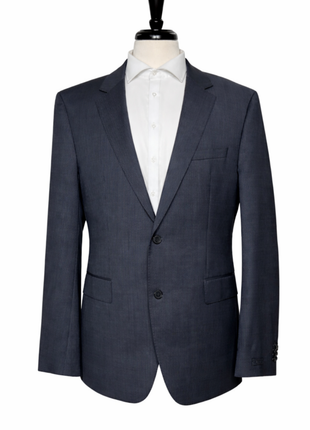 Hugo Boss Gray Pinstripe Notch Lapel Classic Fit Wool Stretch 2-Button Suit 46L - The Suit Depot