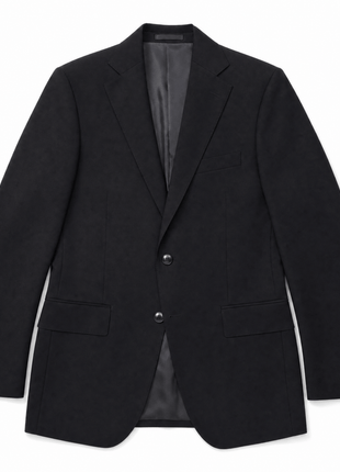 Hugo Boss Mens Solid Black Notch Lapels Classic Fit Stretch 2-Button Wool Suit - 44L