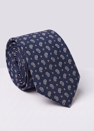 Letteriello Navy Blue Small Paisley Italian Silk Neck Tie