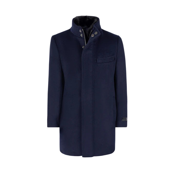 T.O. Boys Solid Navy Blue 3 4 Length Wool Blend Down Overcoat 20