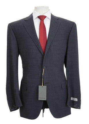 Canali 1934 Mens Gray Check Drop 7 44L Modern Fit 100% Wool 2 Piece Suit - The Suit Depot