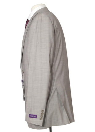 Napoli Mens Tan Houndstooth 100% Reda Wool Slim Fit 2 Piece Suit
