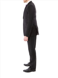Thumbnail for John Varvatos Half-Canvassed Black Two Button Wool Blend Suit