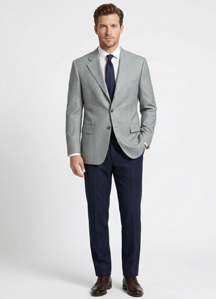Sartoria Partenopea Men's Blue Windowpane Silk Blend 3-Roll-2.5 Sportcoat 42R