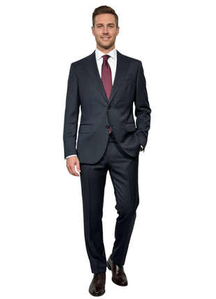 Jerrykey Charcoal Tonal Pinstripe Peak Lapel Classic Fit 2-Button Stretch Suit - 40R