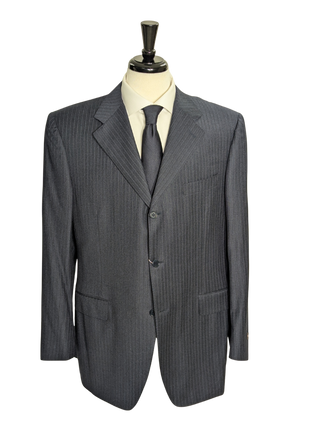 Canali Navy Pinstriped 100% Wool 3-Button Suit 44R