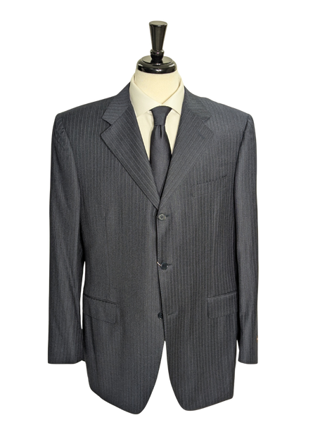 Canali Navy Pinstriped 100% Wool 3-Button Suit 44R