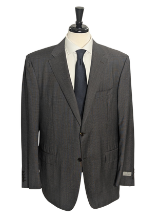Canali Brown Nailhead 100% Wool 2 Button Suit 48L