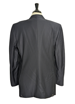 Canali Navy Pinstriped 100% Wool 3-Button Suit 46L
