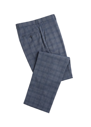 Italiano Blue Plaid Wool Slim Fit  Notch Lapel 2 Piece Suit - The Suit Depot