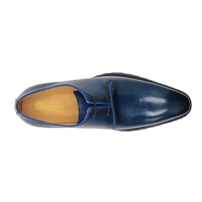 Zapatos de vestir de cuero Oxford con cordones y suela dentada en azul marino para hombre de Carrucci 