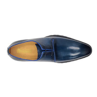 Thumbnail for Carrucci Mens Navy Blue Lace-up Oxford Leather Dress Shoes With Lug Sole