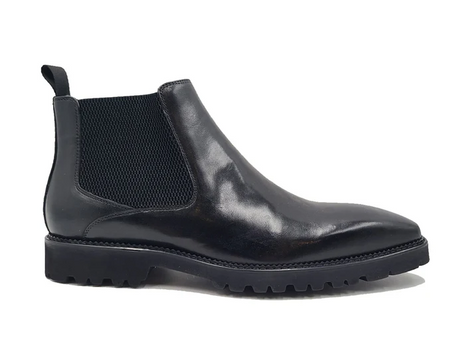 Carrucci Mens Black Slip On Chelsea Leather Dress Boots – The Suit Depot