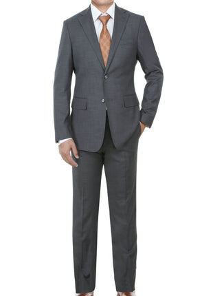 English Laundry Mens Textured Gray Slim Fit Notch Lapel Stretch 2 Button Suit