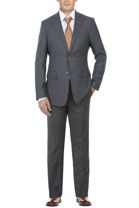 English Laundry Mens Textured Gray Slim Fit Notch Lapel Stretch 2 Button Suit