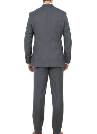 English Laundry Mens Textured Gray Slim Fit Notch Lapel Stretch 2 Button Suit