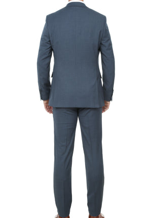 English Laundry Gray With Blue Check Slim Fit Notch Lapel Stretch 2 Button Suit