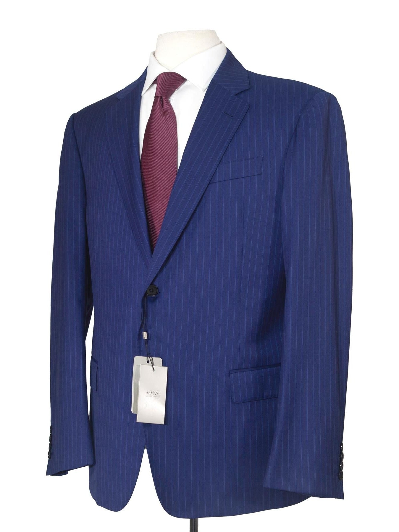 Armani Collezioni G-Line 42S Blue Pinstripe 100% Wool Slim Fit