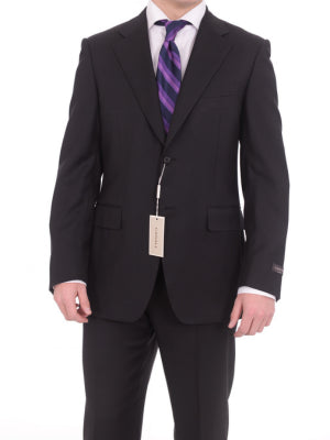 Canali Mens Black 36R Drop 6 100% Wool 2 Piece Suit