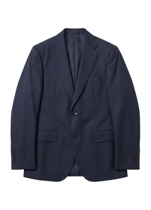 Cardeliano Navy Blue Textured Slim Fit  Notch Lapel Wool 2-Button Suit