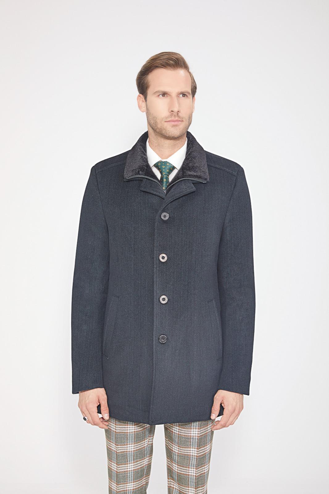 Pierre Carlos Mens Green 3/4 Length Wool Cashmere Overcoat Topcoat