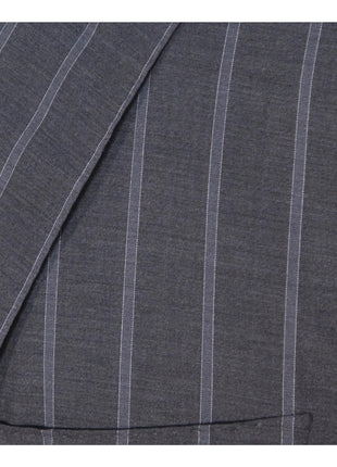 Isaia Mens 46L Drop 8 Gray Striped 150s Wool Silk Blend Slim Fit 2 Piece Suit