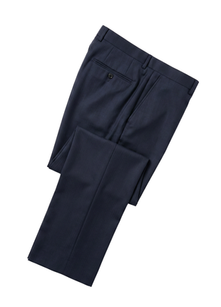 Cardeliano Navy Blue Textured Slim Fit  Notch Lapel Wool 2-Button Suit