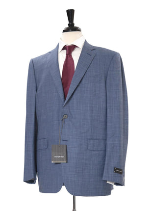 Ermenegildo Zegna Mens 46R Drop 7 Blue Wool Linen Silk Blend 2 Piece Suit