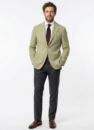 Sartoria Partenopea Men’s Green and Yellow Gingham Check 100% Wool Sportcoat 40R