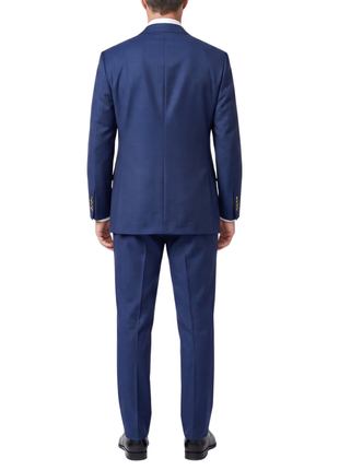 Sartoria Mazara Mens Navy Classic Fit Peak Lapel Wool 2-Button Suit - The Suit Depot