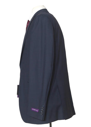 Napoli Mens 46L Navy Blue Plaid 100% Wool Slim Fit 2 Piece Suit